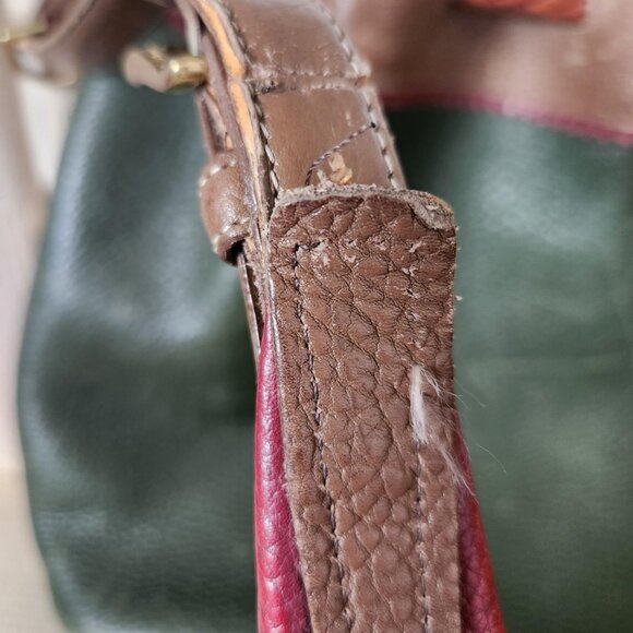 READ CONDITION Dooney & Bourke vintage Teton green leather drawstring tote bag - Picture 6 of 16